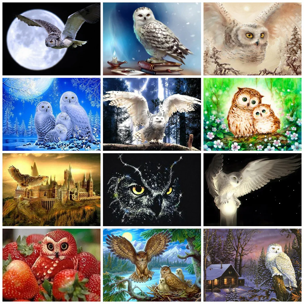 

5d Diy Diamond Painting Owl Animal Diamond Art Full Drill Embroidery Decorations For Home Gift