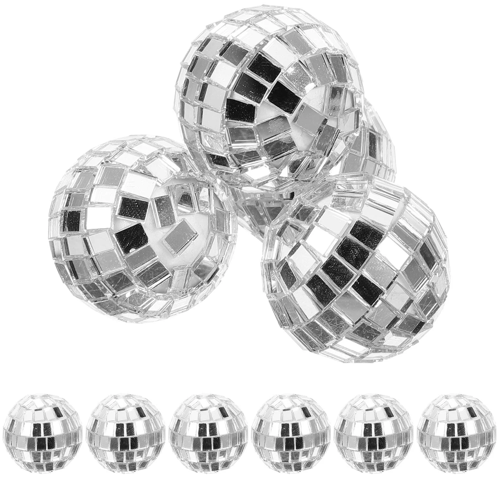 

12 Pcs Disco Mirror Ball Effect Balls Silver Ornament Reflective Decoration Dance Party Decorations Hanging Trim Mirrorball