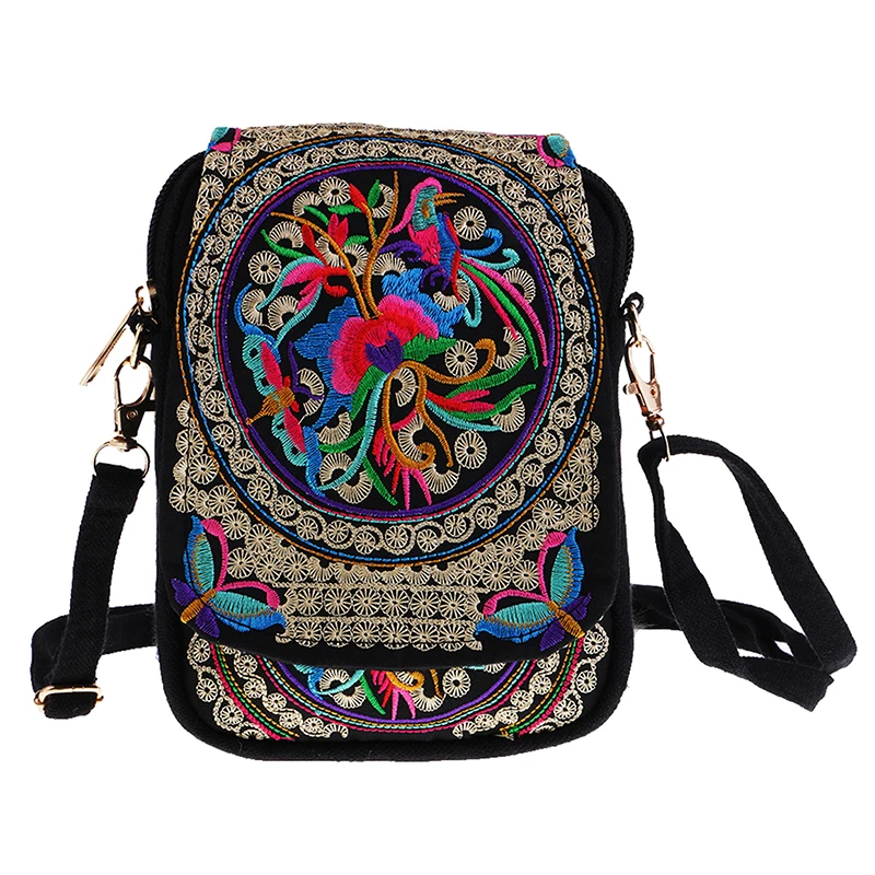 

Женская сумка через плечо, дорожная сумка, винтажная Цветочная вышитая сумка через плечо на молнии, женская сумка с вышивкой