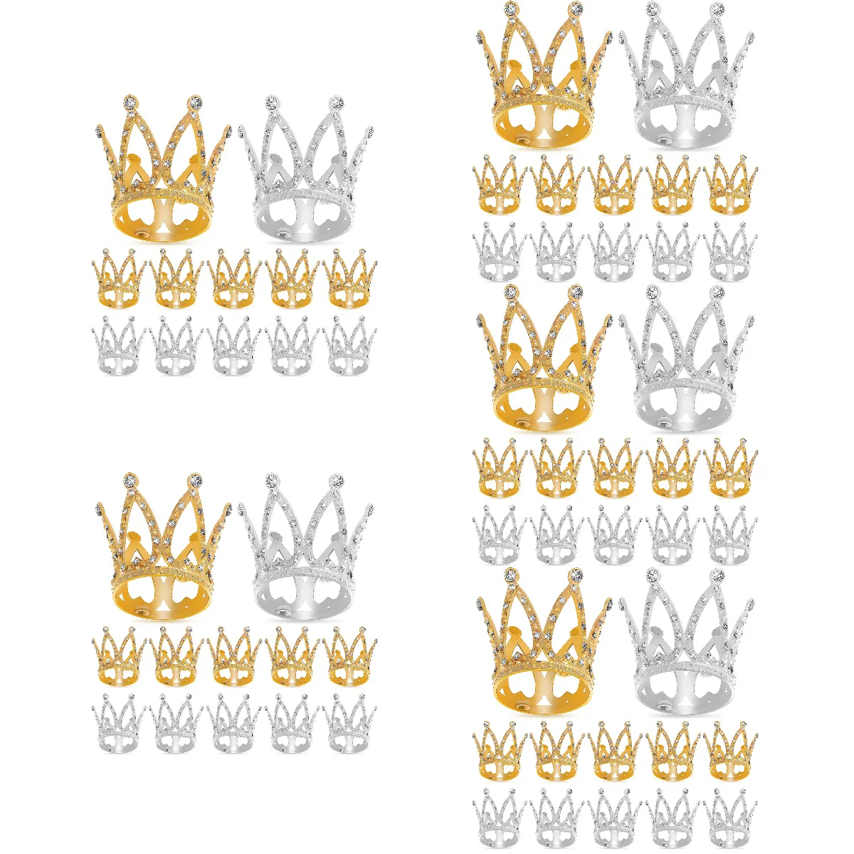 

60 Pcs Accessories Crown Child Hair Tie Coronas Para Ramos Buchones De Flores Alloy Shiny Glitter