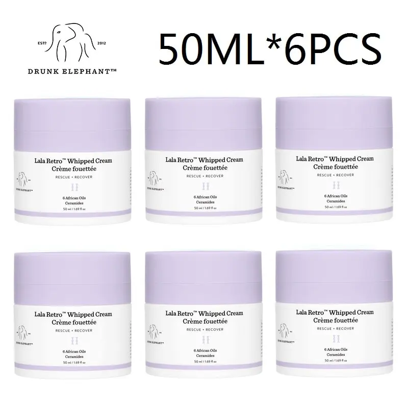 

6PCS Drunk Elephant Lala Retro Whipped Cream Whitening Anti-aging Nourishing Smoothen Skin No-greasy Gentle Rejuvenation 50ml