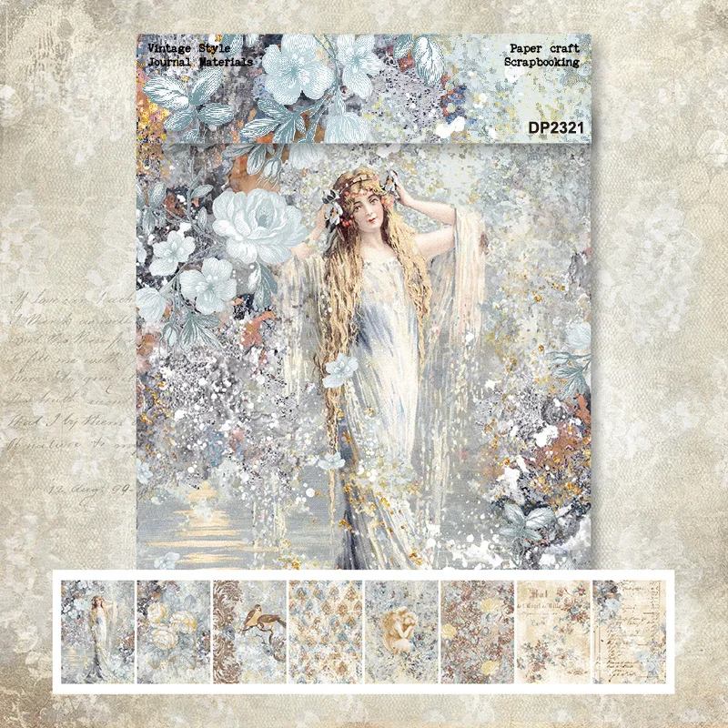 8 листов, Размер A5, элегантная женская фотобумага с рисунком, винтажная бумага с ангелом для рукоделия, фотобумага для скрапбукинга