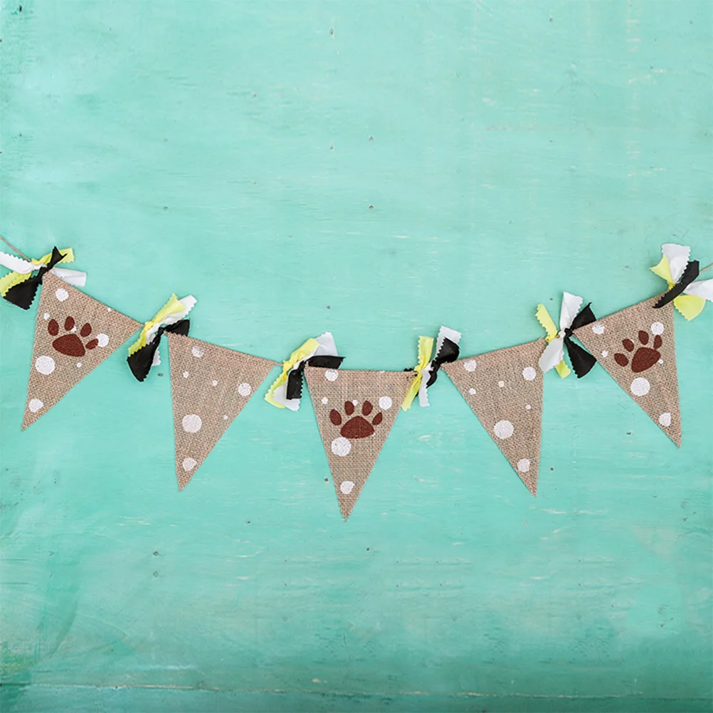 

1PC Hanging Banner Linen Bunting Banner Party Supplies Pennant for Home Decor