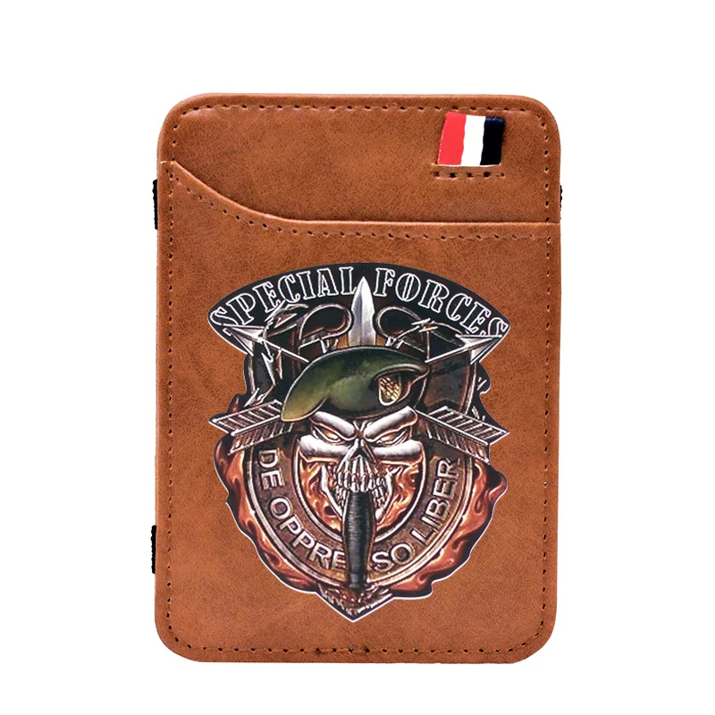 

High Quality Special Forces Skull Printing Leather Magic Wallet Classic Men Women Money Clips Card Purse Cash Holder