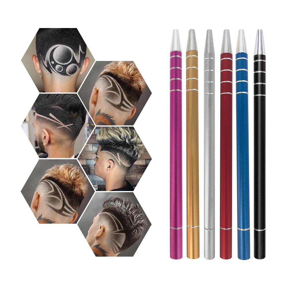 1 Hair Engraving Pen+10 Blades Hair Trimmers DIY Hairstyle Salon Magic Engraved Stainless Steel Pen Barber Hairdressing Scissors