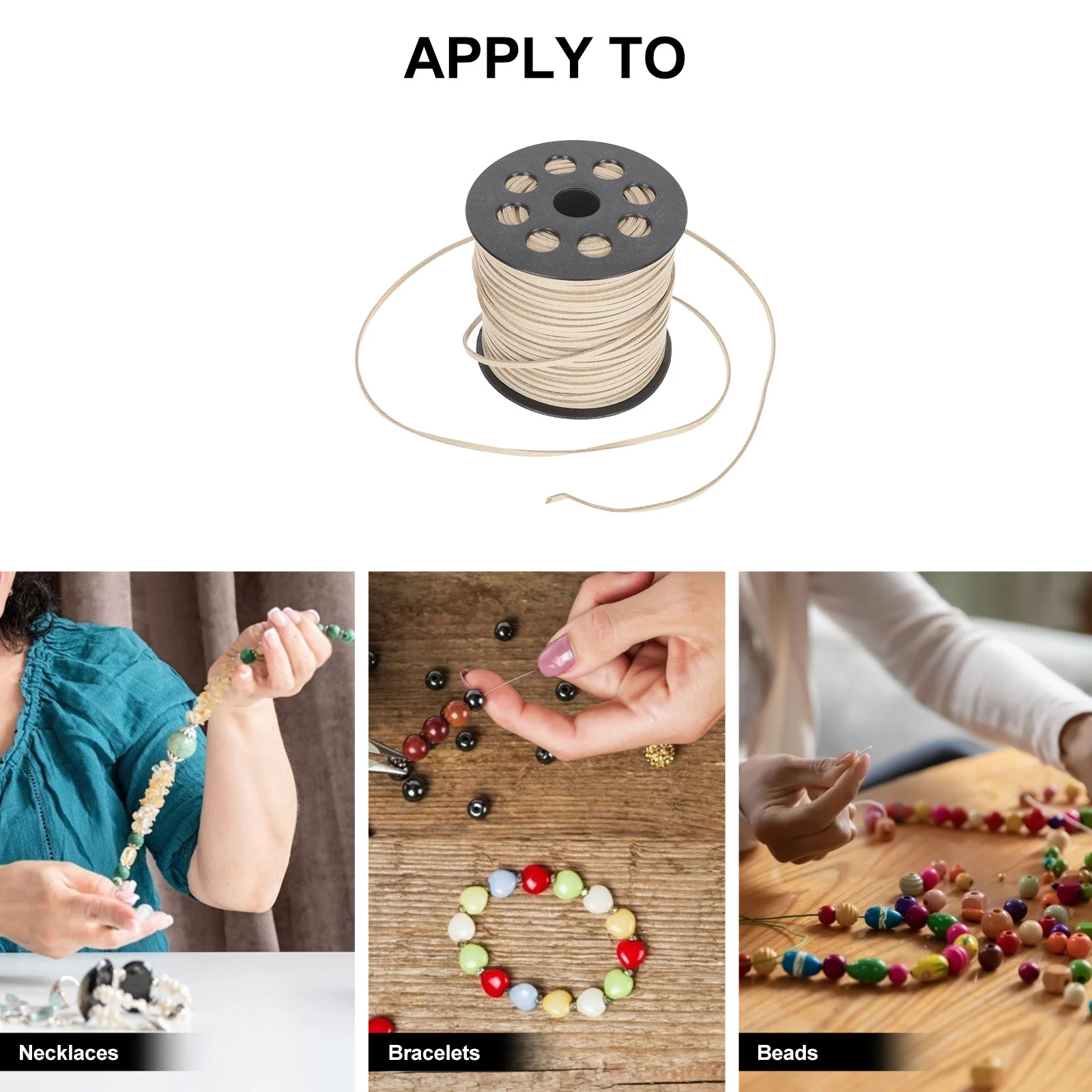 2 Rolls Bead Necklaces Fleece Rope DIY Lanyard Bracelet Suede Cord 8.6x8.6cm Microfiber Beading