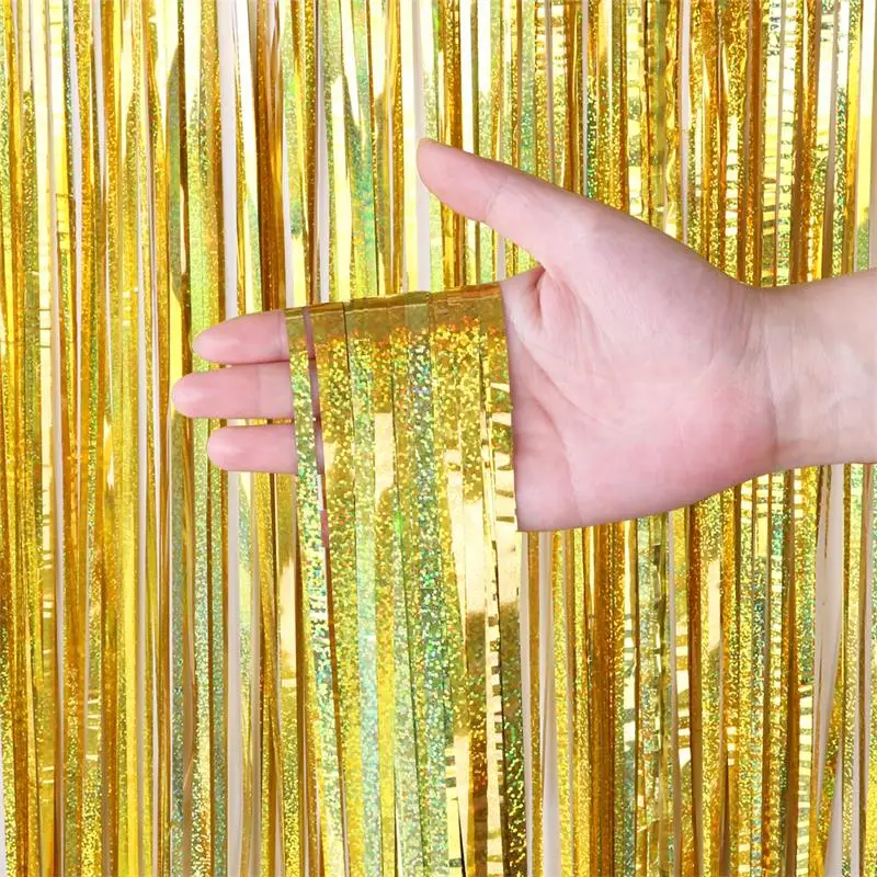 

Party Backdrop Curtain Metallic Foil Fringe Shimmer Backdrop Birthday Wedding Party Wall Decoration Photo Zone Backdrop Party