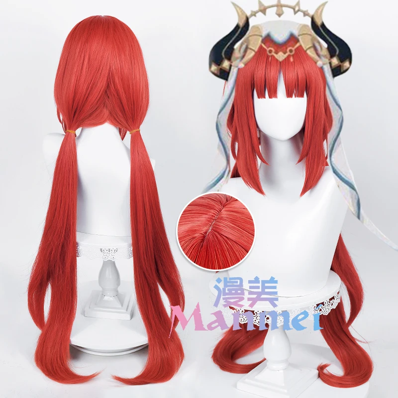 

Nilou Wig Cosplay Costume Game Genshin Impact Nilou Sumeru 100cm Long Orange Red Heat Resistant Wigs Halloween Woman Role Play