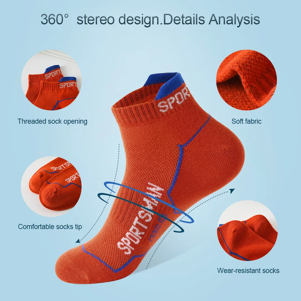 6Pairs High Quality Men Ankle Socks Breathable Cotton Sports Socks Mesh Casual Athletic Summer Thin Cut Short Sokken Size 38-45