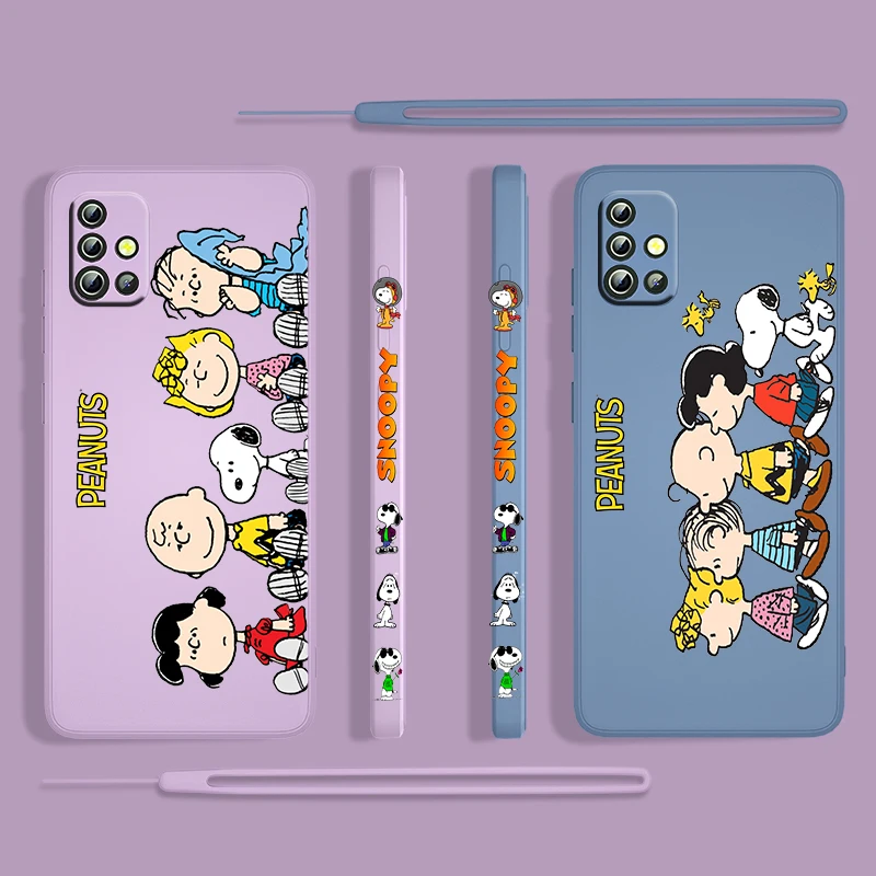 

Anime Snoopy Boys Cute For Samsung Galaxy A73 A53 A33 A52 A32 A22 A71 A51 A21S A03S A50 4G 5G Liquid Left Rope Phone Case Fundas