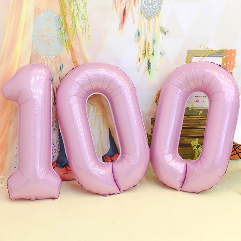 

40inch Pink Happy 100 Days Birthday Balloons Number Foil Ballons 1st Birthday Party Decorations Kids Baby Shower Globos Supplies