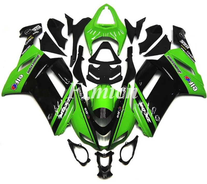 

Стильные новые комплекты обтекателей из АБС-пластика, подходят для Kawasaki Ninja ZX-6R ZX6R 2007 2008 07 08, комплект кузова черного и зеленого цвета