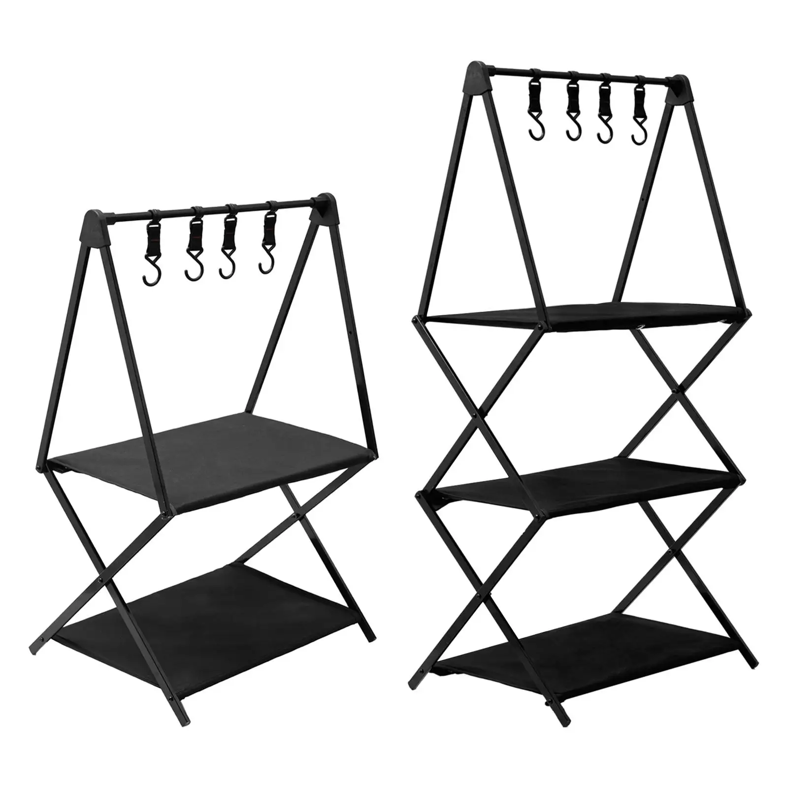 

Folding Storage Shelves Multi Function with Hooks Aluminum Alloy for Black