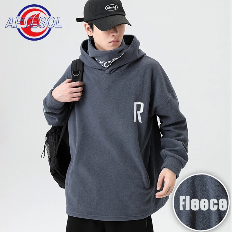 

APTESOL Men Soft Warm Fleeve Hoodies Plus Size Casual Print Hip Hop Sweatershirts Oversize Spring Autumn Long Sleeve Male Tops