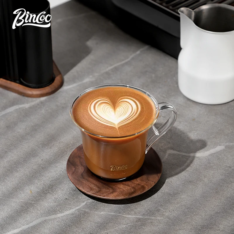Стеклянная чашка для кофе Bincoo и блюдце с ручкой устойчивая к высоким