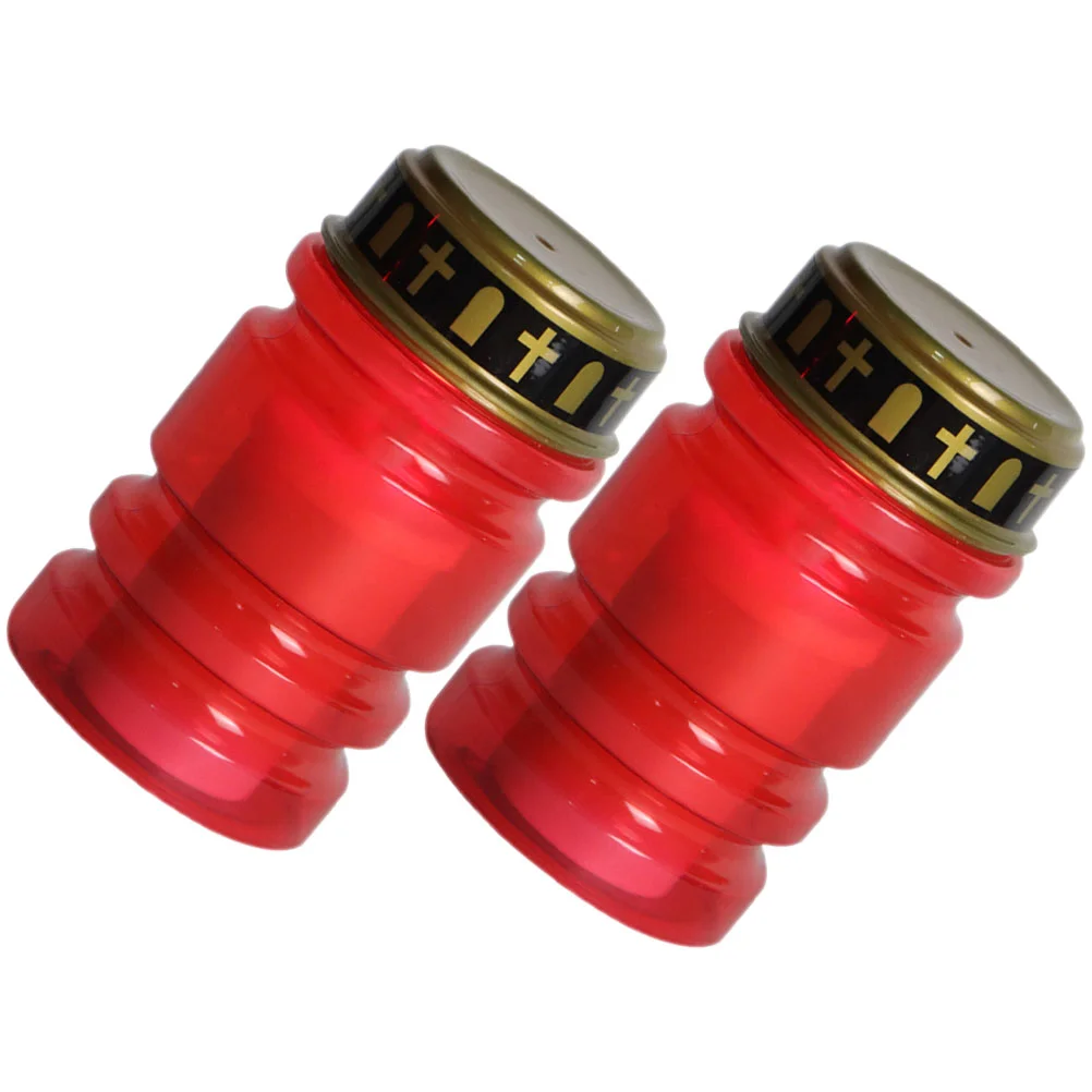 

2 Pcs Dining Table Decoration Fake Candles Flameless Electric Tea Lights LED Lamps Prayer Plastic