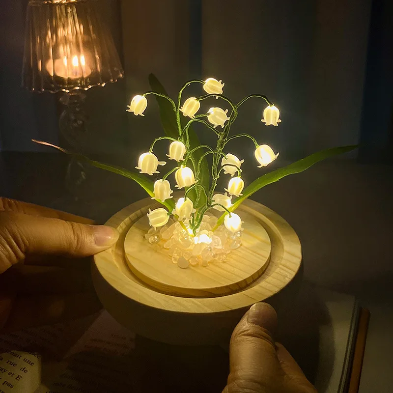 

LED Lily of The Valley Table Lamp, DIY Handmade Bedroom Atmosphere Night Light, AAA Battery Powered, Valentine and Birthday Gift