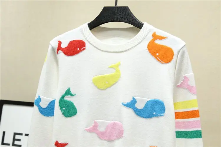 Осенне-зимний новый яркий пуловер с рельефным рисунком Кита TB вязаная рубашка