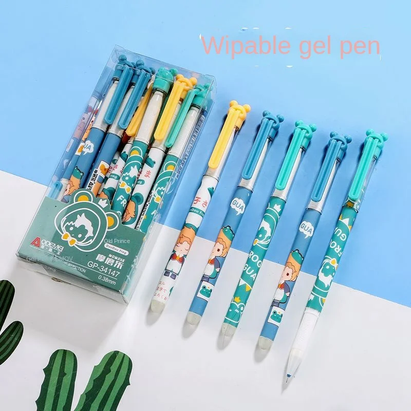 

12Pcs/Set Of Erasable Pens Cute Animal Washable Blue Black Ink Writing Pen For Office School Stationery Exam Kids Gift