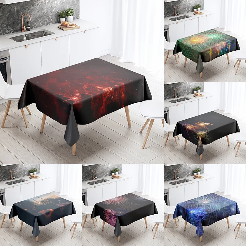 

Beautiful Charming Fireworks Tablecloth Wedding Party Restaurant Banquet Decor Stain Resistant Waterproof Table Cloth Home Decor