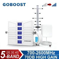goboost 5 band signal booster 2g 3g 4g 70db high gain network repeater lte 700 800 1700 1800 1900 2100 2600 cellular amplifier