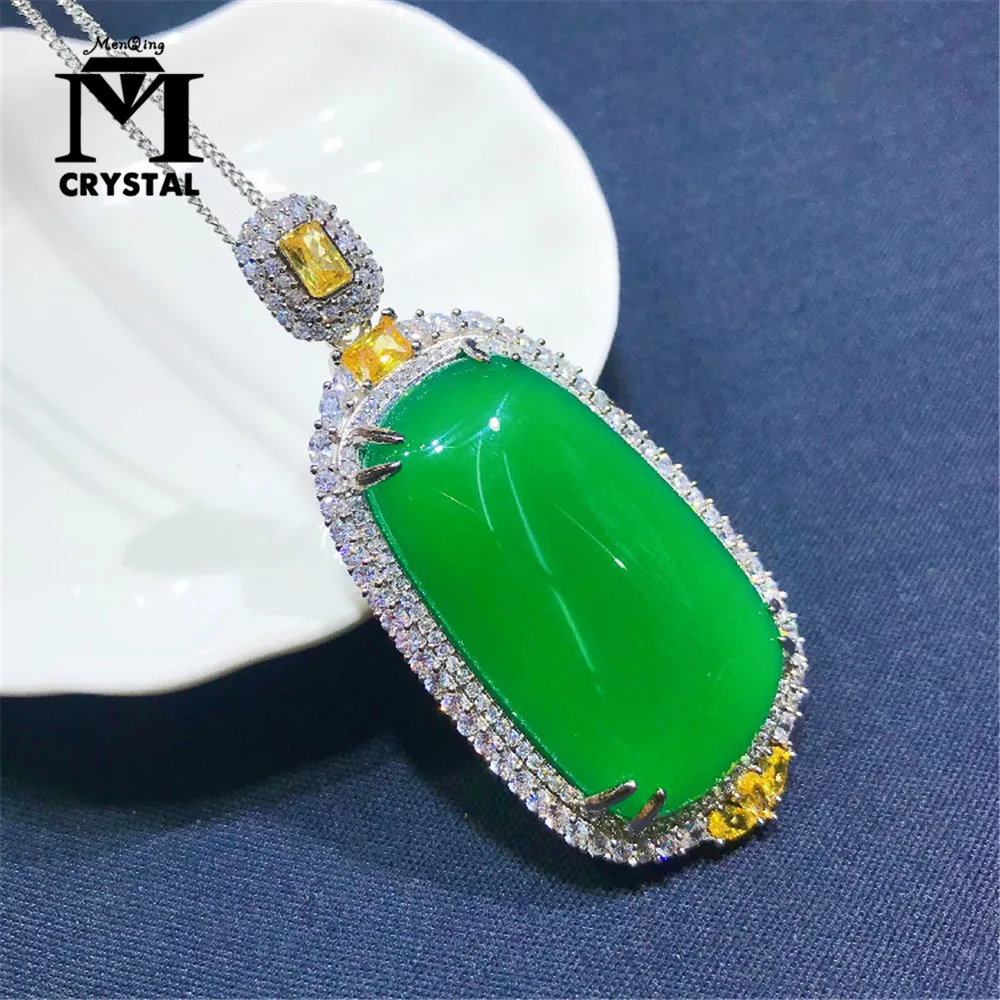 

Exquisite Natural Green Chalcedony Crystal Pendant Necklace Fashion Ladies Necklace Party Jewelry Accessories Personalized Gifts