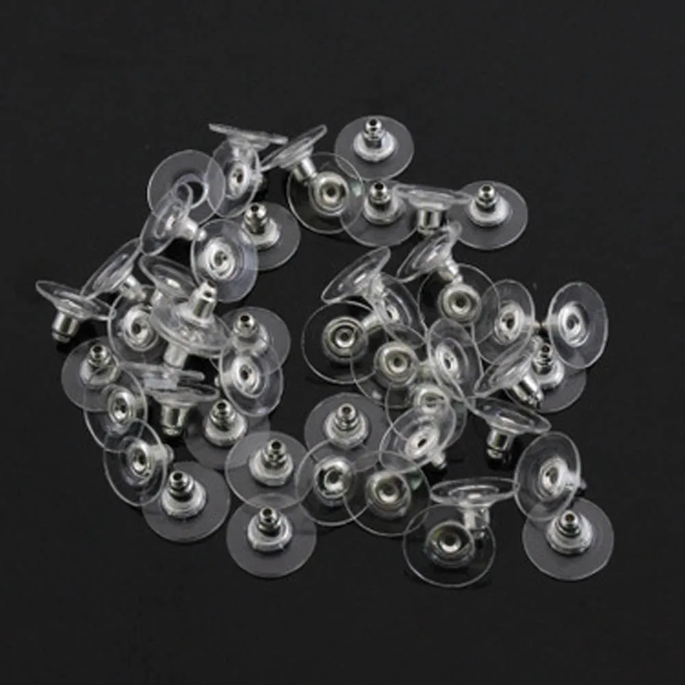 

100pcs/pack Alloy Rubber Earring Backs Bullet Stoppers Earnuts Ear Plugs Findings Jewelry Accessories