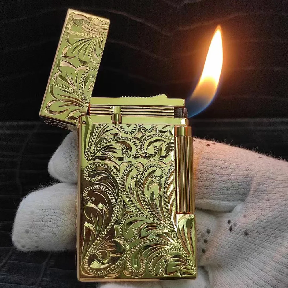 

Женская Роскошная Бутановая Зажигалка для сигарет, сигарет, газовая зажигалка со скошенным пламенем, Мужская зажигалка для курения с ярким звуком и ветрозащитой