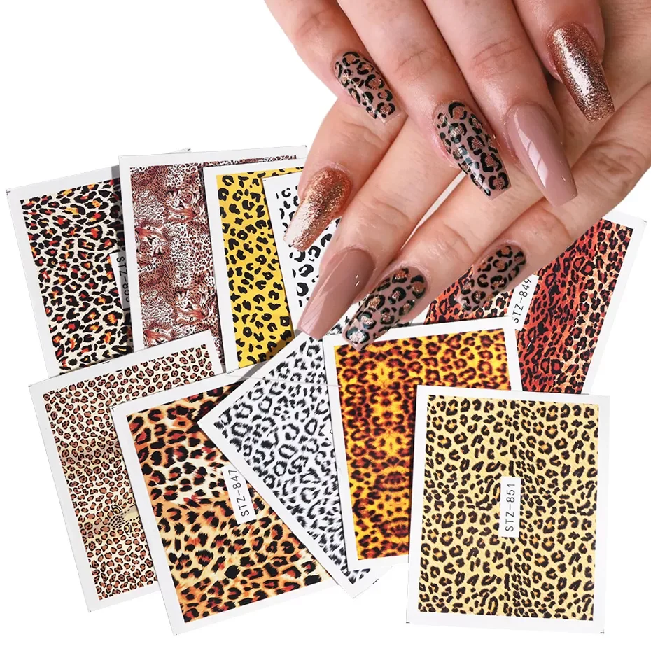 

1PCS Leopard Print Designs Nail Art Water Transfer Sticker Decals Eye Full Tattoo Wraps Slider Manicure Decoration NTSTZ816-855