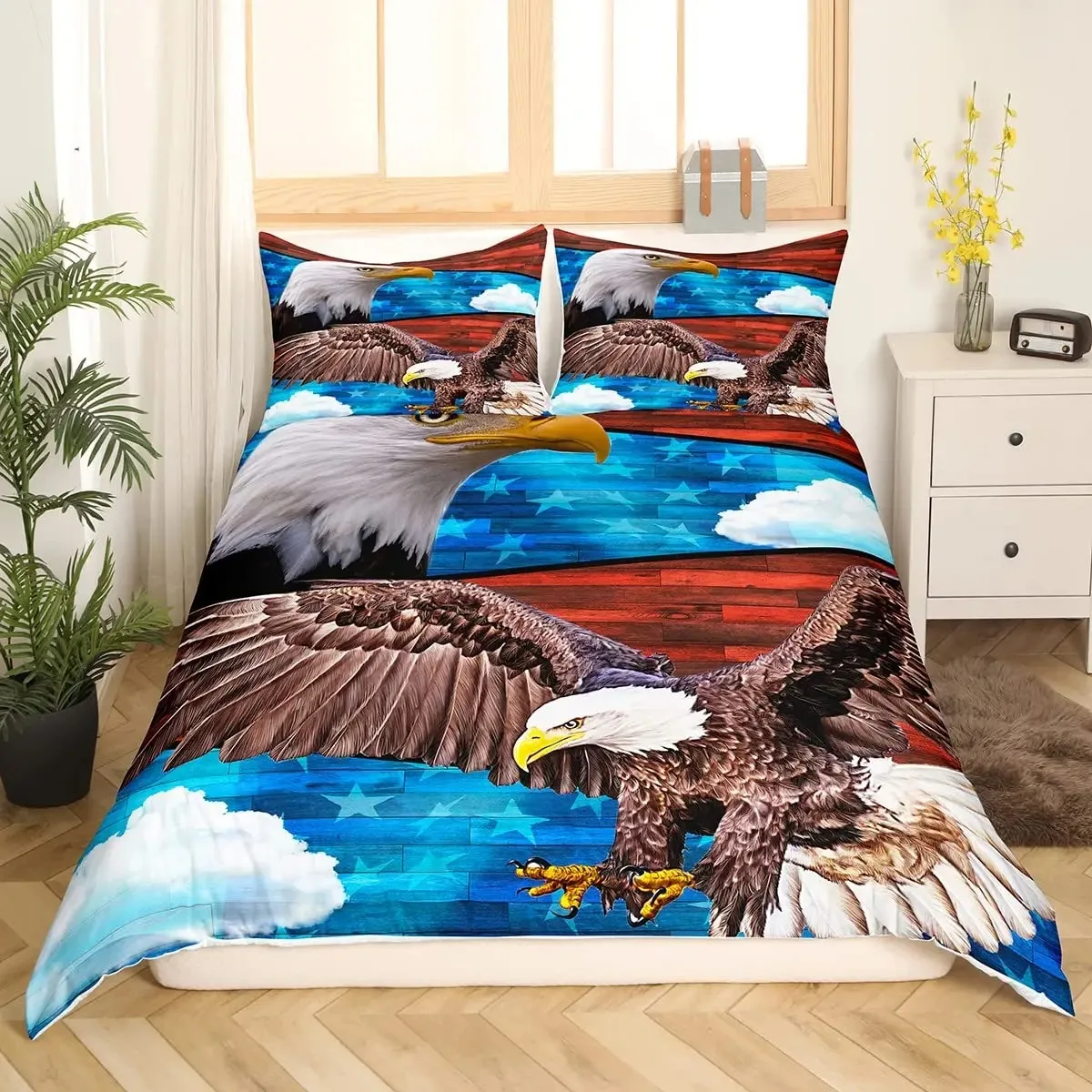 Комплект пододеяльников в Африке Воздушный вид лысиного орлана США Декоративный