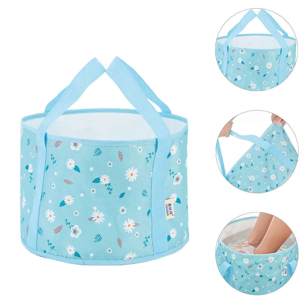 

1pc Portable Soaking Basin Outdoor Folding Basin (Sky-blue)