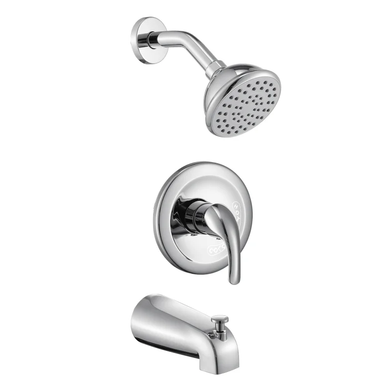 

Chrome 6 Inch Shower Faucet Wih Tub Spout Combo (Valve Included) Chrome Metal [US Stock]