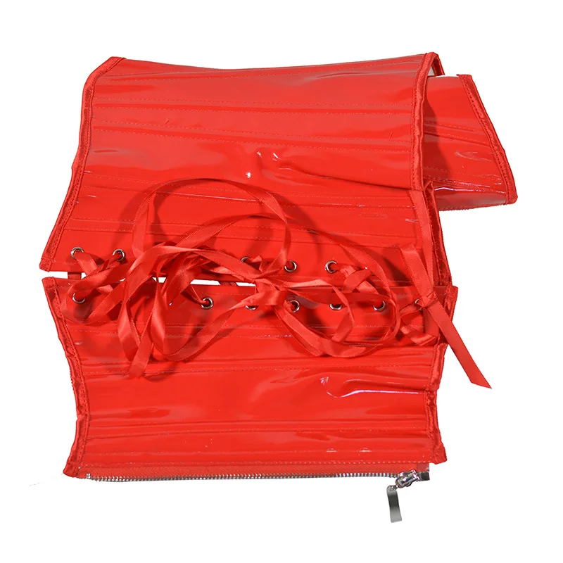 Red PU Leather Underbust Corset Belt Gothic Gorset Moldeador De Cintura Waist Trainer Body Shapers Corpetes Corseletes Corselet