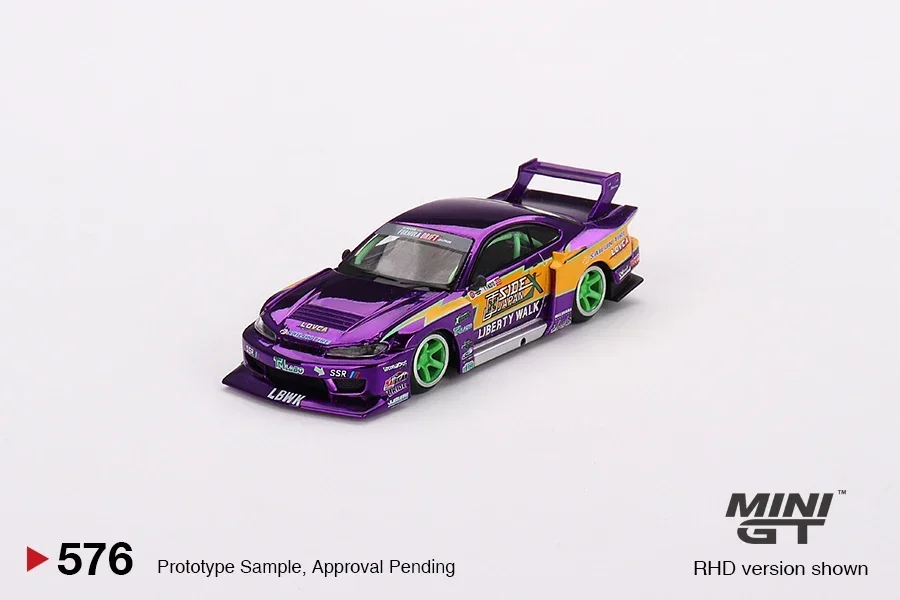 

MINIGT 1:64 Nissan S15 SILVIA LB-Super Silhouette #555 2022 MGT00576-CH Car Alloy Toys Vehicle Diecast Metal Model for Children