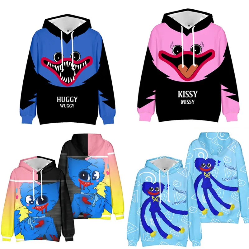 

Модная Толстовка Huggy Wuggy, толстовка с длинным рукавом 3D, женские и мужские толстовки, уличная одежда в стиле Харадзюку, ужасная игра Kissy Missy, од...