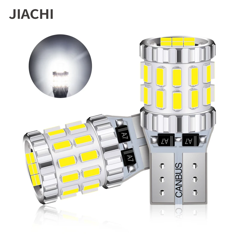

JIACHI 100 шт. W5W 194 168 без ошибок T10 светодиодные лампы Canbus 12-24 В 3014 30SMD для автомобильных аксессуаров парковочный свет синий красный желтый