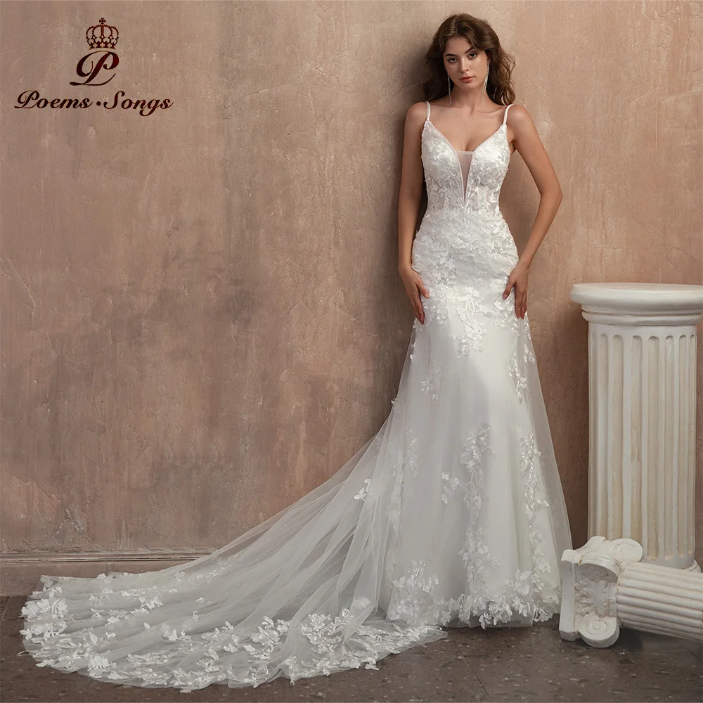 

Женское свадебное платье с юбкой-годе, винтажное платье со шлейфом, свадебное платье