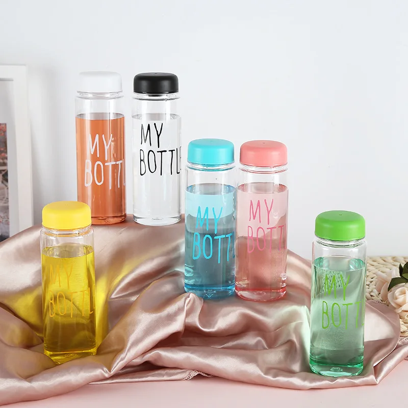 Plastic Transparent Convenient Handy Lemonade Cup Korea Style Creative Milk Tea Juice Drink Bottles with the Letters My Bottle