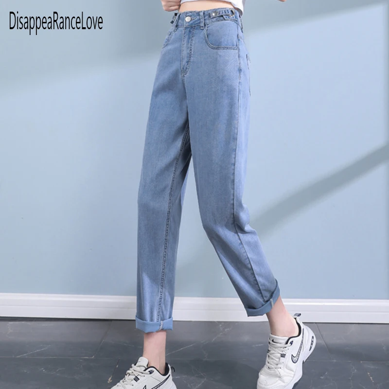 Casual Jeans Slim Elasticity Waist Button Jeans For Woman Elastic Waist Blue Pencil Pants S-XXL Fashion Denim Trousers