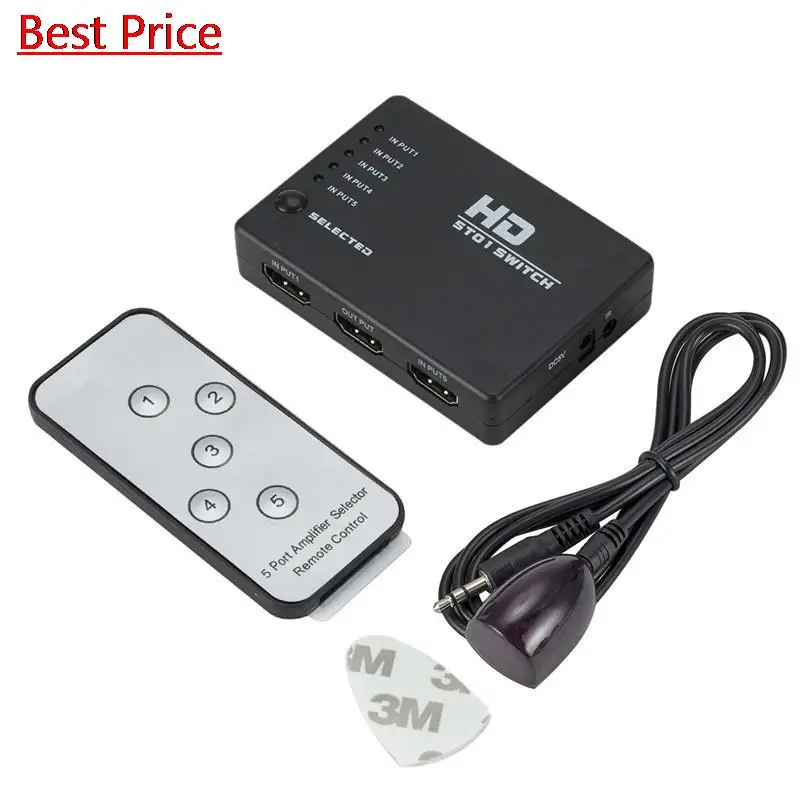 

DHL 25Pcs HDMI Splitter 3/5 Port HDMI Switch Switcher HDMI Port 1080P 3 Input 1 Output 4K Adapter For XBOX 360 PS3 PS4 Android
