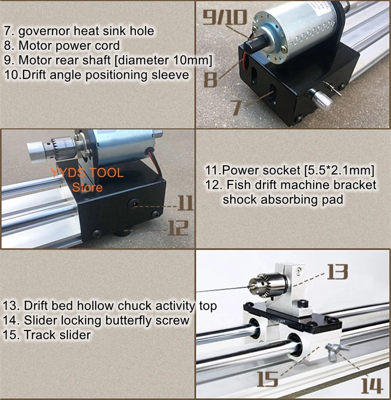 Multifunctional DIY mini-simple drilling paint polishing rail punching positive and reverse fish drift lathe