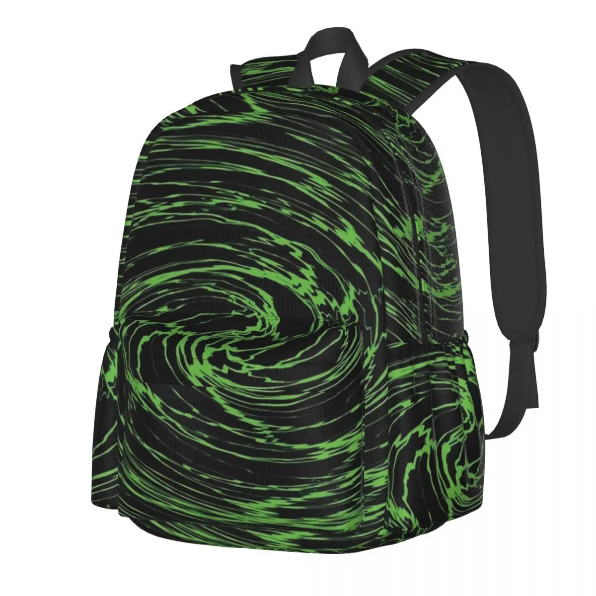 

Shallow Water Backpack Green Vortex Print Outdoor Style Backpacks Boy Kawaii School Bags Design Lightweight Rucksack