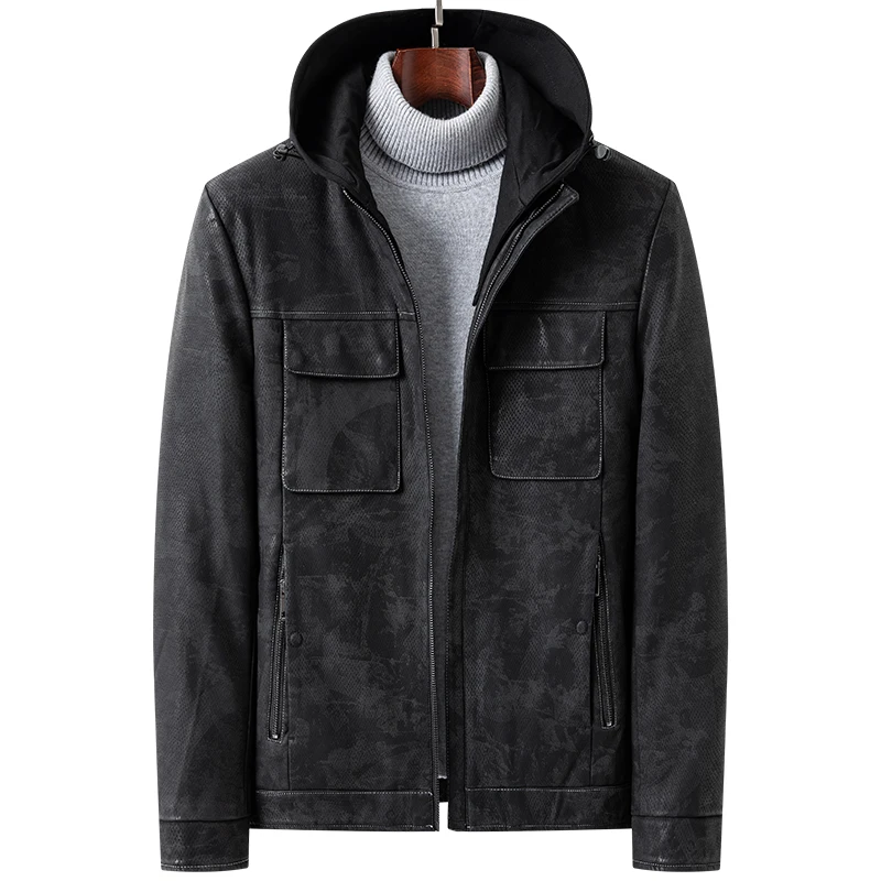 2022 Winter New Jacket Men's Versatile Coat Men's Fashion Fashion Leather Coat Youth Down Coat 90 down