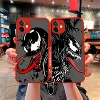 venom black and white sketch phone case for iphone 13 12 11 pro mini max xs x 8 7 plus se 2020 xr matte transparent light red