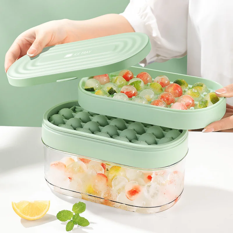 

Новая прозрачная коробка для льда с крышкой, пищевые силиконовые формы, форма для льда, бытовая круглая коробка для хранения льда, кухонные аксессуары
