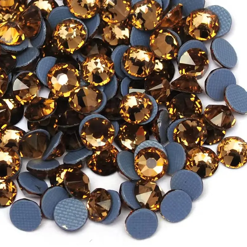 Light Colordo Topaz Xirius 16 граней стеклянные стразы с горячей фиксацией кристаллы плоской