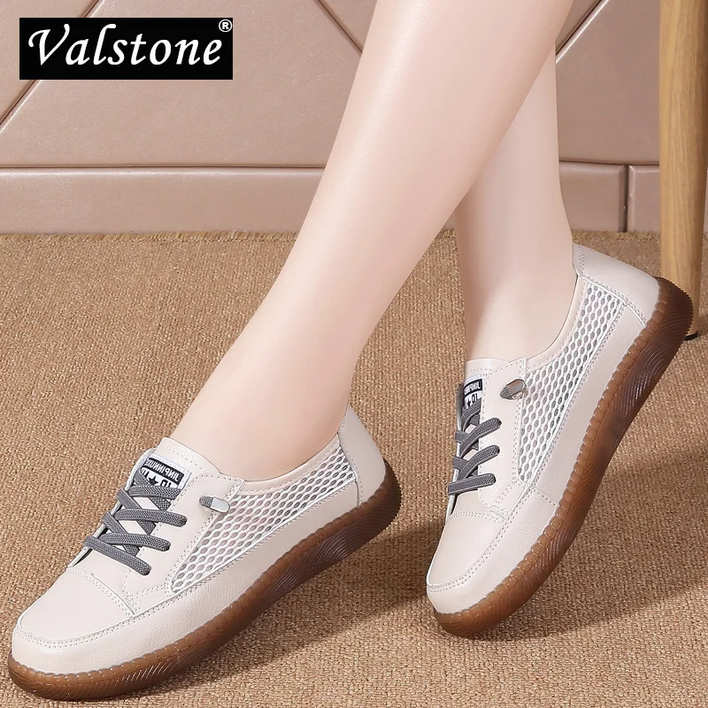 

Valstone Summer Breathable Flats Shoes for Women Fashion Trend Casual Zapatillas Mujer Light Anti-skid Footwear Comfort Lace-up