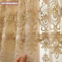 european royal luxury beige tulle curtains for bedroom window curtains for living room elegant drapes european home decor 3624