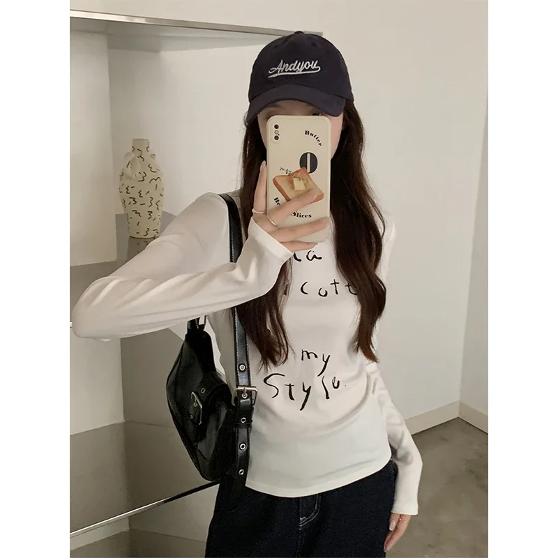 Осень-зима новые женские топы с длинными рукавами креативный буквенный принт