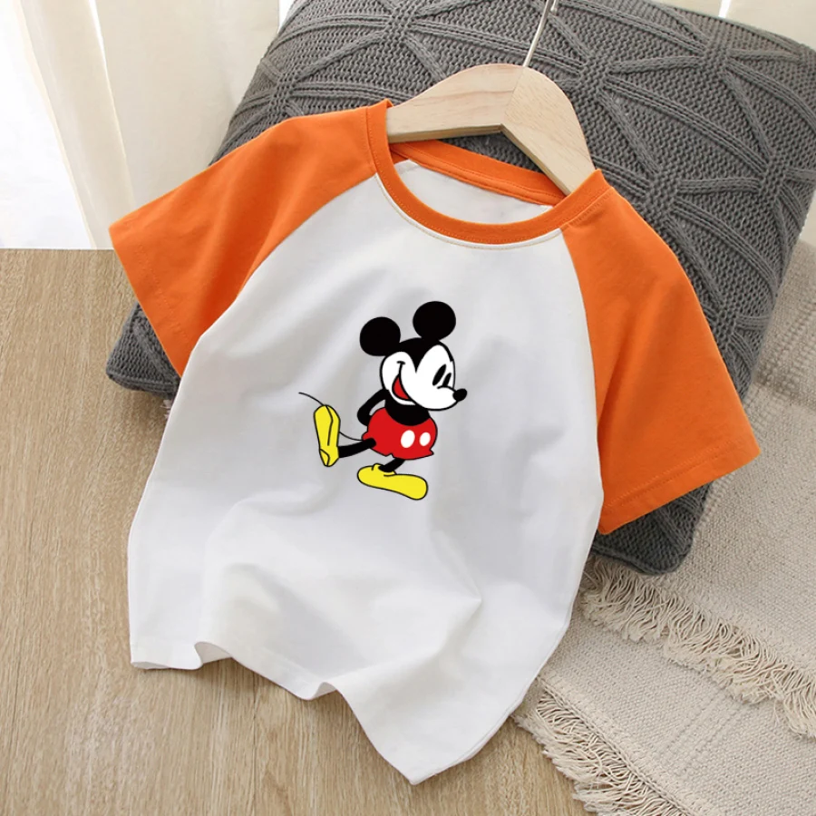 

Новинка лета 2023, винтажные смешные футболки с героями Диснея Микки Y2k, детские модные Универсальные милые топы